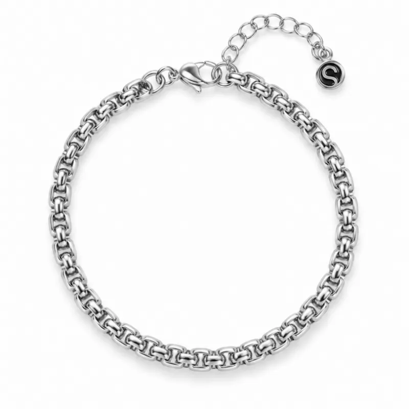 Sleek Fit Jewelry ARES BRACELET - SILVER, a stainless steel box link bracelet with squared edges