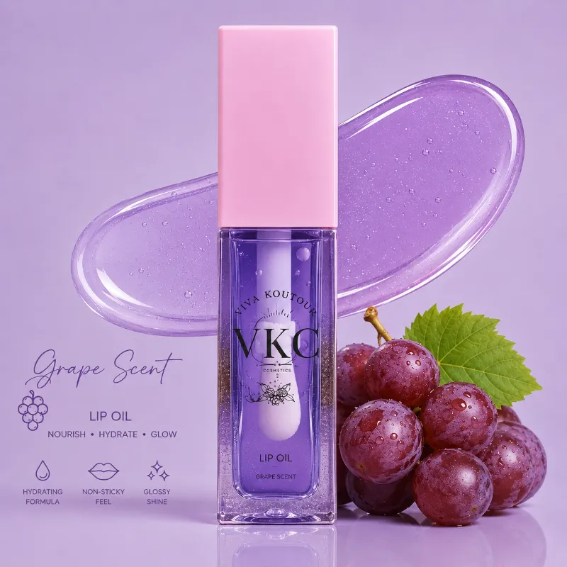 Viva Koutour Cosmetics VKC Lip Oil Ultra Grape glossy plumping hydrating lip oil with doe-foot applicator