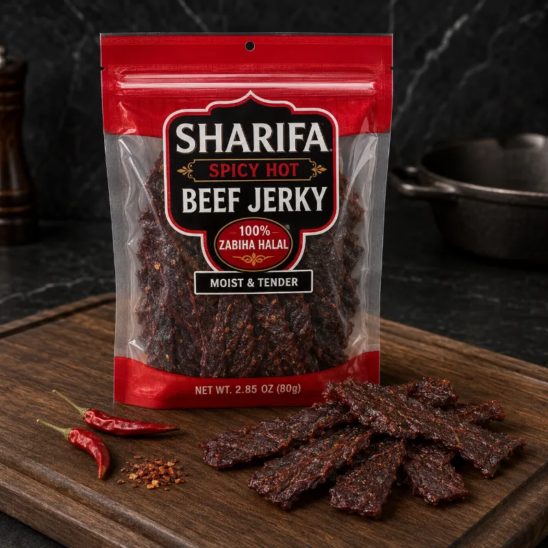 Halal World Depot Sharifa Halal Spicy Hot Beef Jerky package
