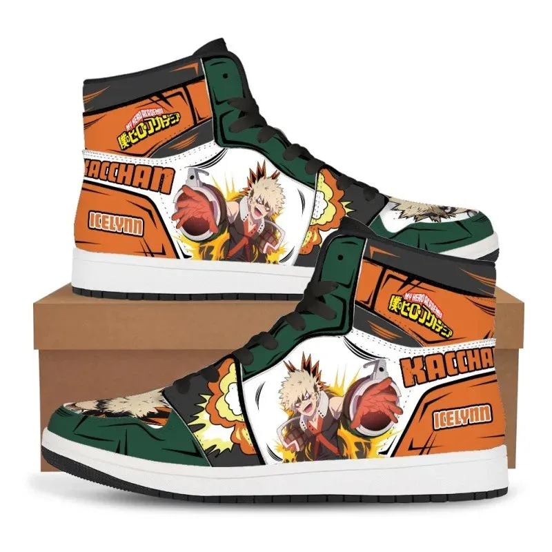 Animeancy Bakugou Katsuki Sneakers custom Air Jordan style shoe with white sole