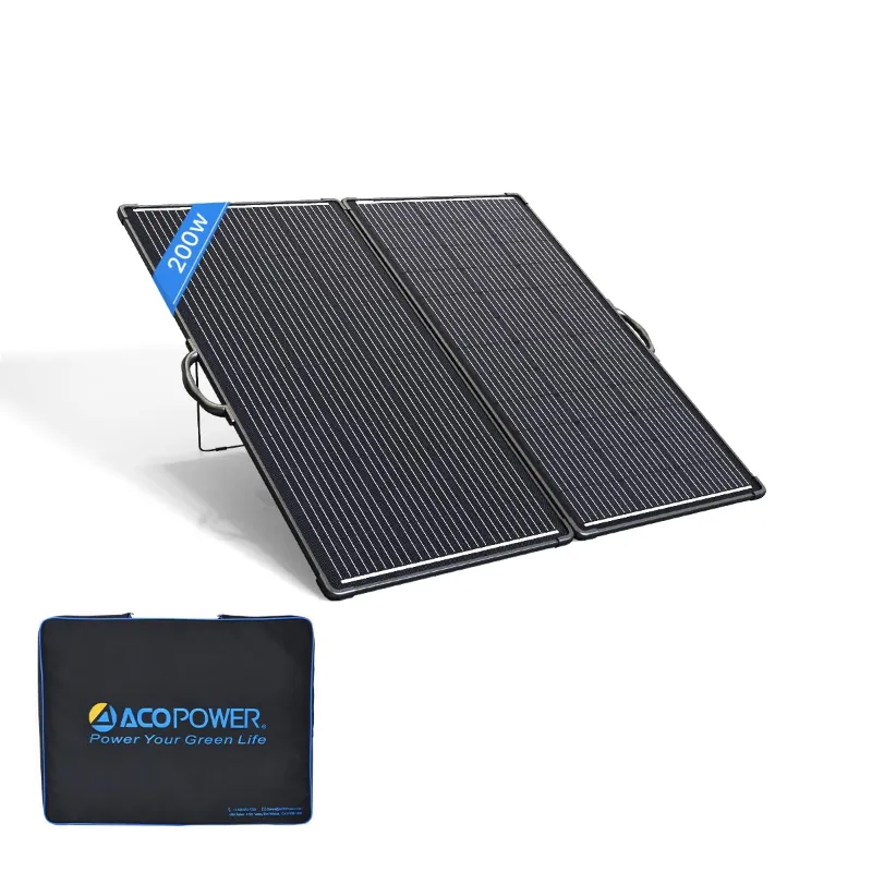 ACOPOWER 200W Mono Lightweight Foldable Solar Panel with adjustable kickstands for camping