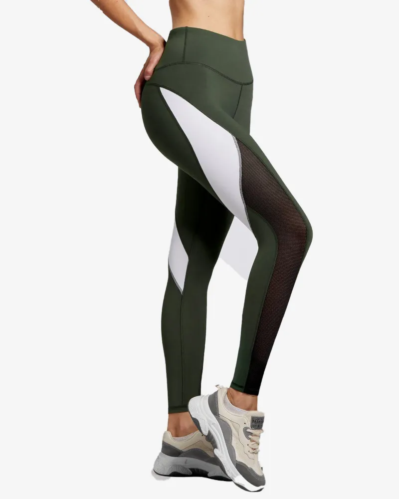 QUEENIEKE Blocking Mesh Color Leggings with side mesh panels