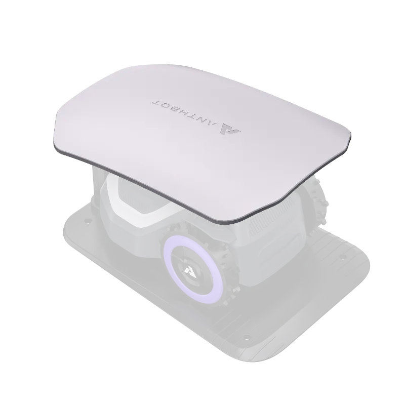 ANTHBOT Garage M mounted on charging station with robot mower