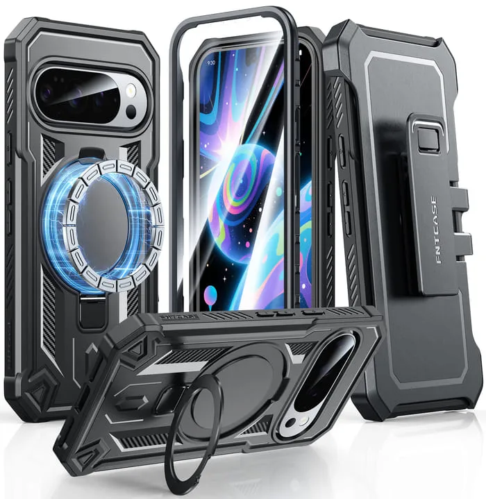 FNTCASE OFFICIAL Google Pixel 10/10 Pro/9/9 Pro case with ring holder kickstand and belt clip holster