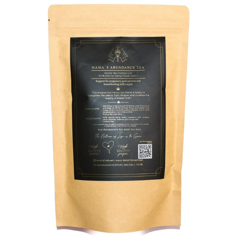 Society's Plant Abundance Mothers Milk CBD Herbal Tea package with CBD hemp and herbal blend