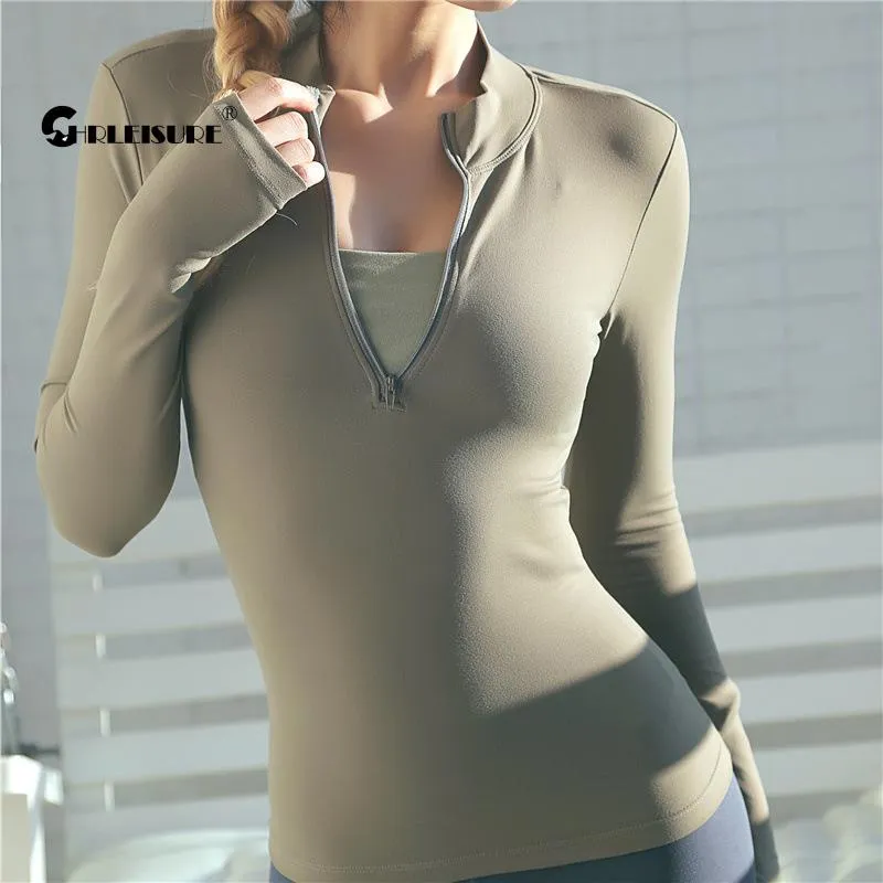 PUPU Sports Long Sleeve Yoga Shirts for Women Breathable Quick Dry Workout Tops displayed flat