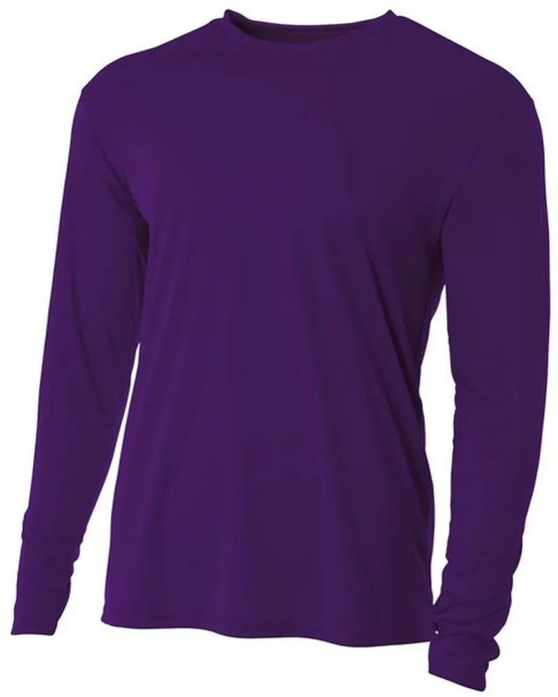 Do It Tennis A4 Men's Performance Long Sleeve Crew Purple tennis shirt