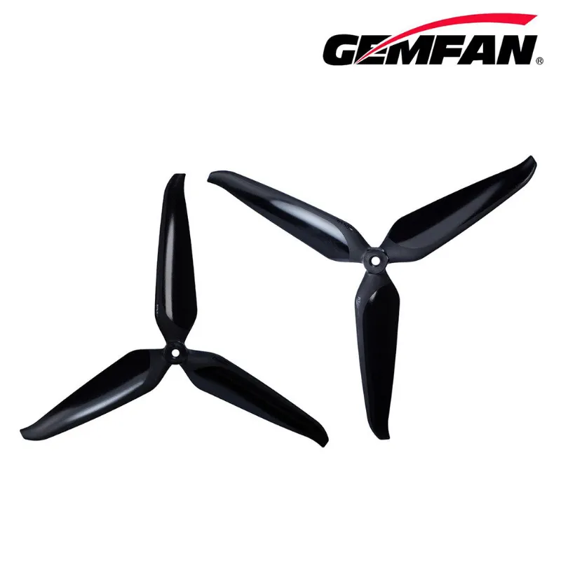 QWinOut Gemfan 9150 fiberglass nylon propeller pair, gray 3-blade props shown from above