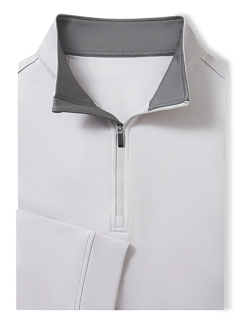 DTWOOO Solid Performance Fleece Quarter-Zip in Vapor Blue with stand-up collar and half zipper