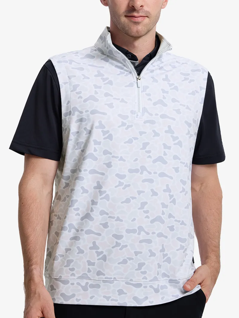 Maelreg Golf Full Print Quarter Zip Sleeveless Vest Pullover in bold print