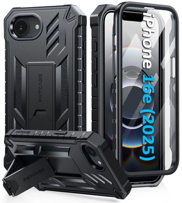 FNTCASE OFFICIAL iPhone SE 4/SE 2025/16E military grade shockproof case with built-in screen protector and kickstand