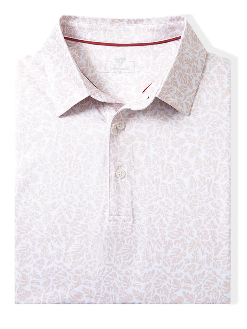 DTWOOO Men's Print Performance Polo in Caladium print
