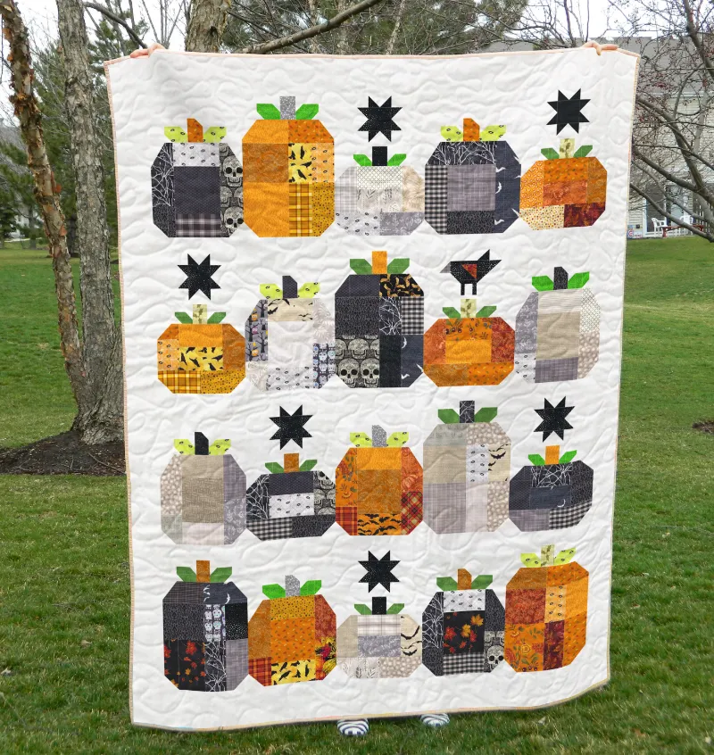 Boho Blanket Pumpkin Patch Magic Quilt Pattern cover showing a bold autumn quilt design