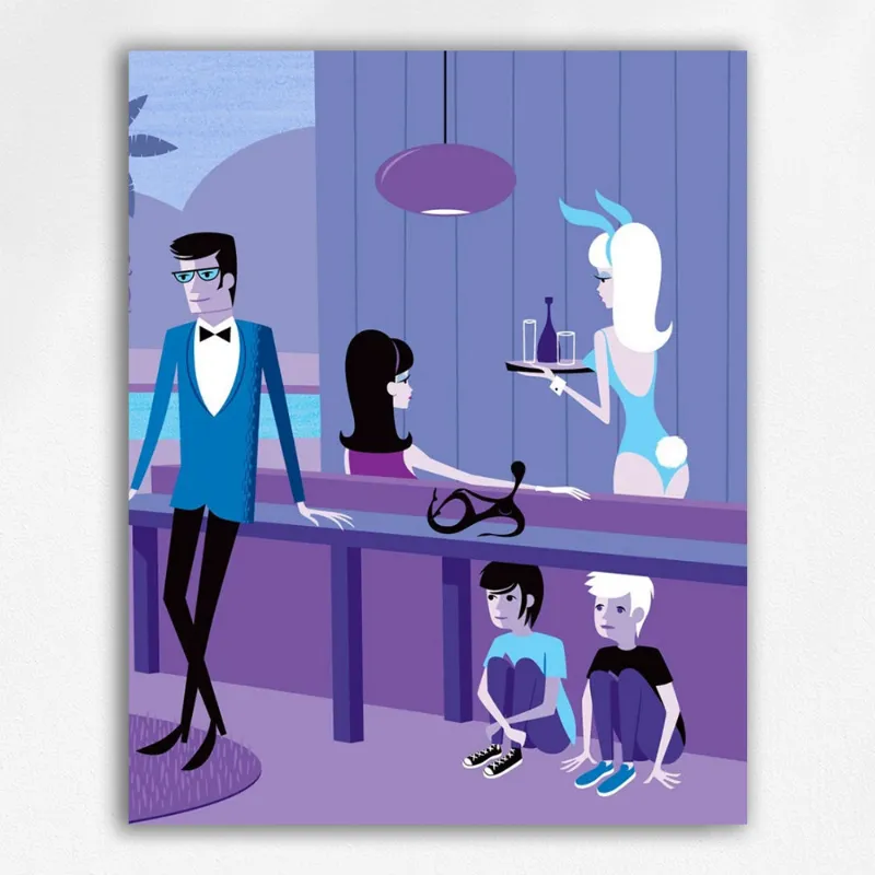 Maikoo Art Azure Cabaret paint by numbers kit showing cabaret scene in blue color palette