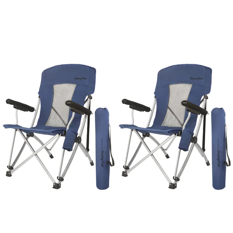 SunnyFeel Outdoor 2 Pack Camping Folding Chair with Padded Armrests in blue