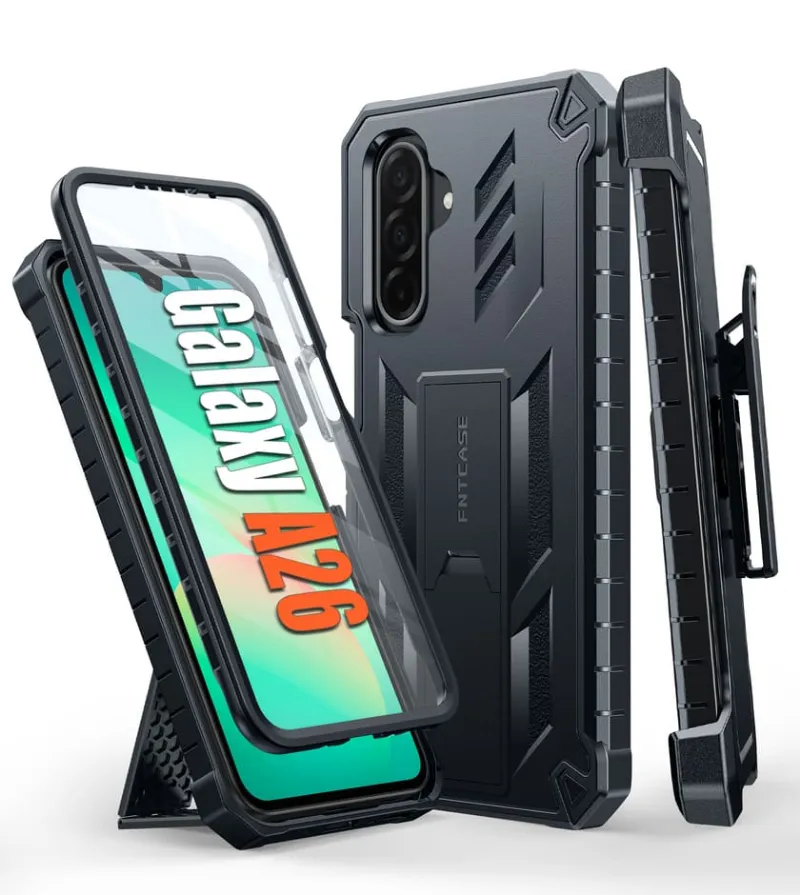 FNTCASE OFFICIAL Samsung Galaxy A26 rugged phone case with belt clip holster and kickstand