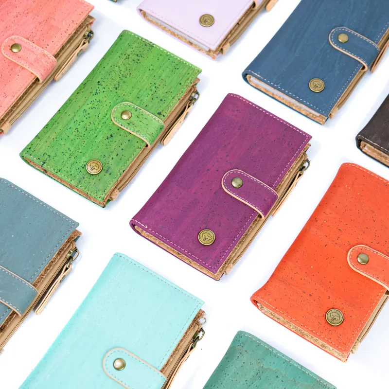 Corkadia Chic Solid Color Cork Women's Wallet BAG-2350 shown closed against a neutral background