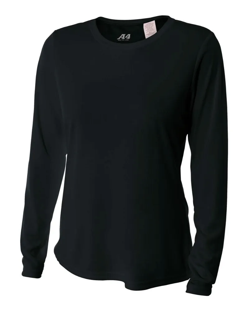 Do It Tennis A4 Women's Performance Long-Sleeve Crew Neck Shirt Black