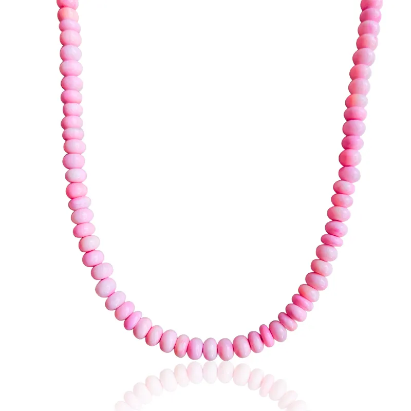 DORSYA Positano Multi Beaded Opal Necklace with blush pink gemstone beads and gold clasp