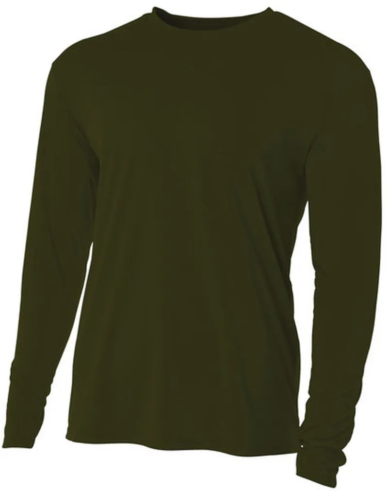 Do It Tennis A4 Men's Performance Long Sleeve Crew (Military Green) tennis shirt