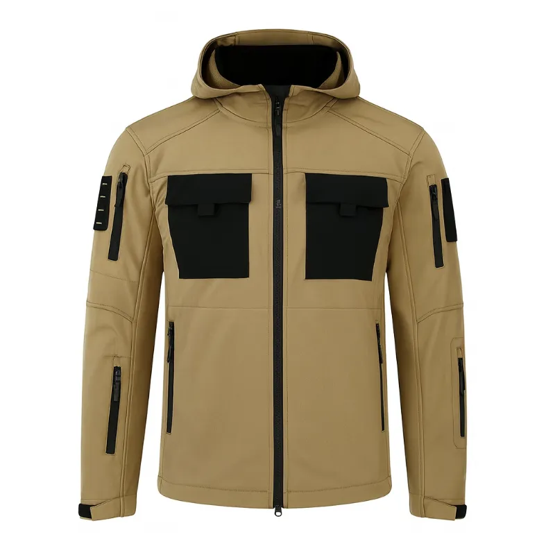 Falour Men's 5-in-1 Softshell Water-Resistant Tactical Outdoor Jacket in outdoor setting