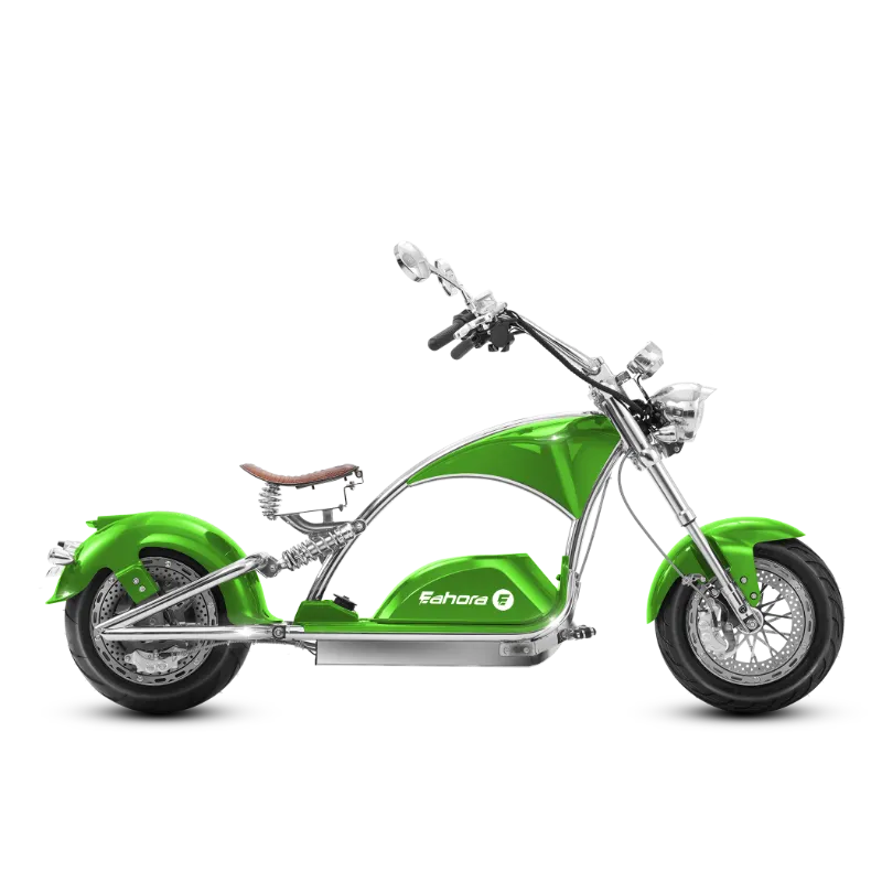 Eahora E-scooter Chrome M1PS in apple green, chrome electric chopper with low-slung frame