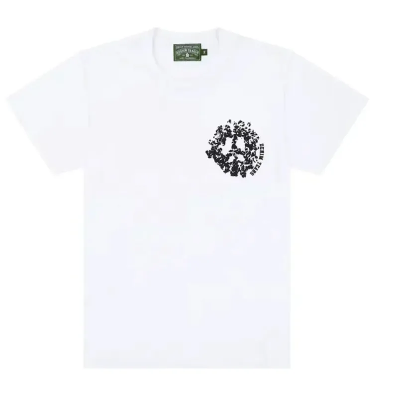 AfewVibe Denim Tears Denim University Tee SS24 White, white cotton T-shirt with small left-chest floral graphic