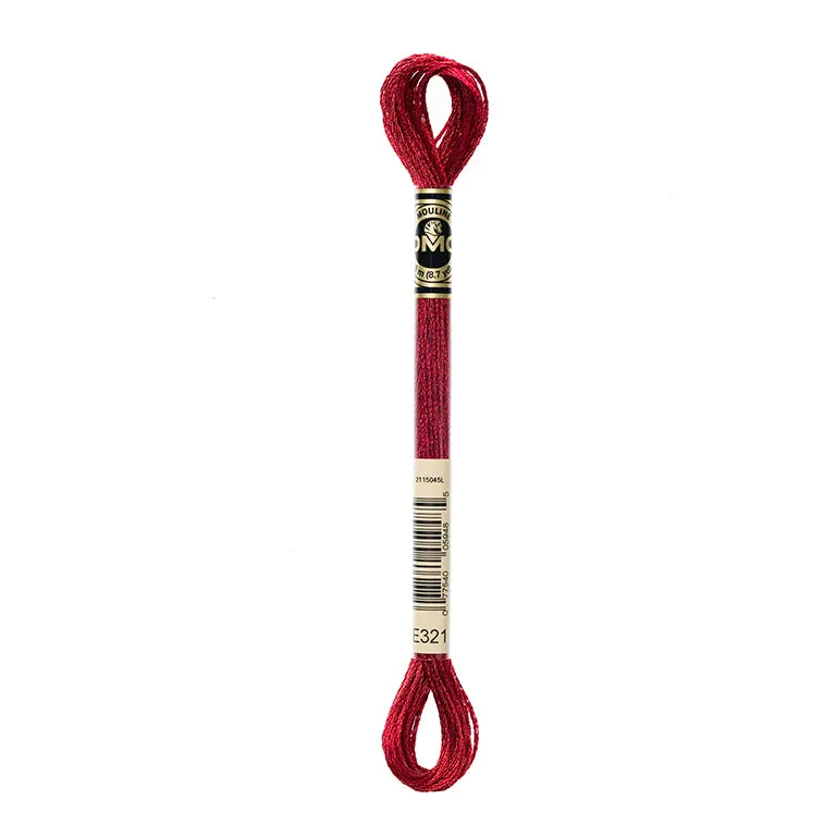 LETISTITCH DMC Mouline Light effects 317F E321 Metallic Carmine Red embroidery thread skein