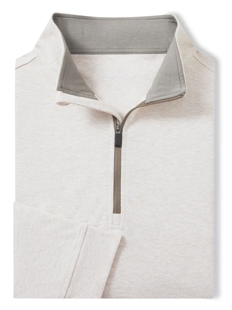 DTWOOO Herringbone Performance Quarter-Zip in desert with stand-up collar and half zipper