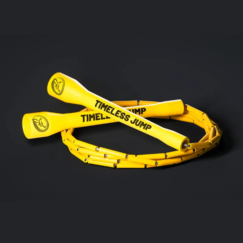 Timeless Jump Rope Beaded Thunderbolt Yellow jump rope with ergonomic handles on white background
