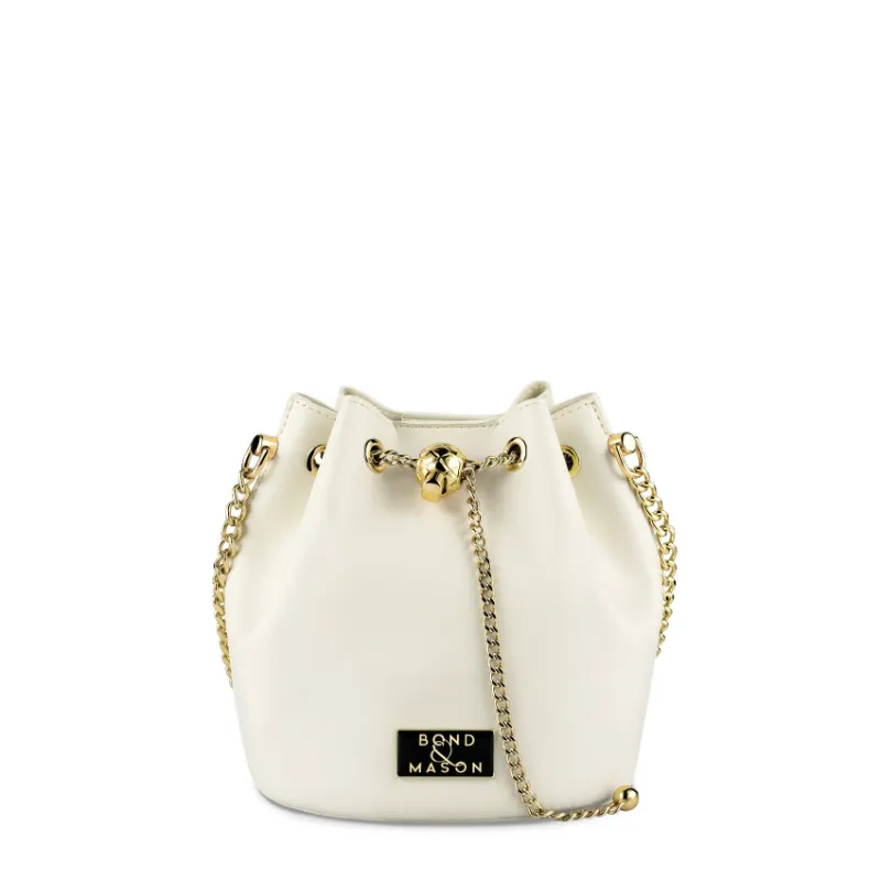 Bond & Mason The Ariana Crossbody Bag (White) photo showing white vegan leather crossbody bag
