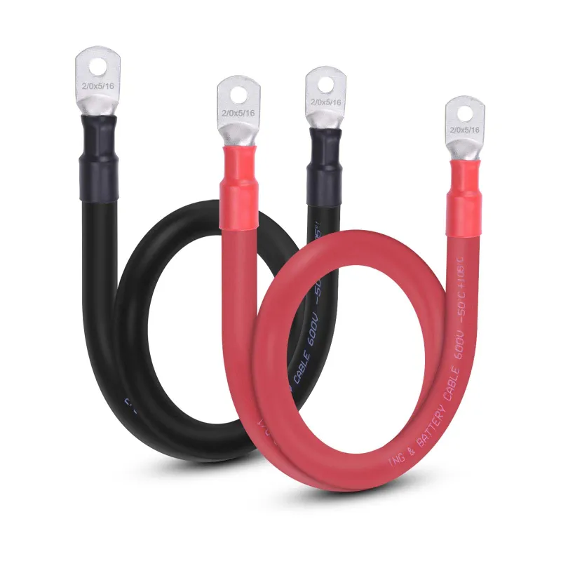 ACOPOWER 2/0 AWG Flexible Battery Cable with 5/16 inch terminals and copper connectors