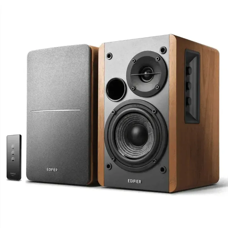 Retrolife Bluetooth 42W Bookshelf Speakers 2.0 Stereo Active Near Field Monitors in wood finish