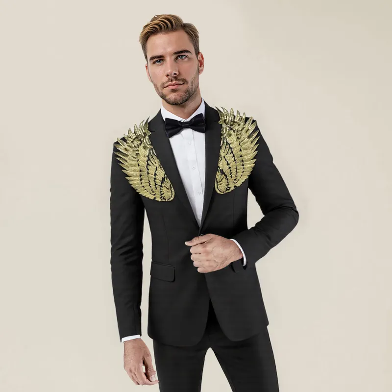 Cloudstyle C4C0003 Series Gold Wings Black Blazer in black with floral print