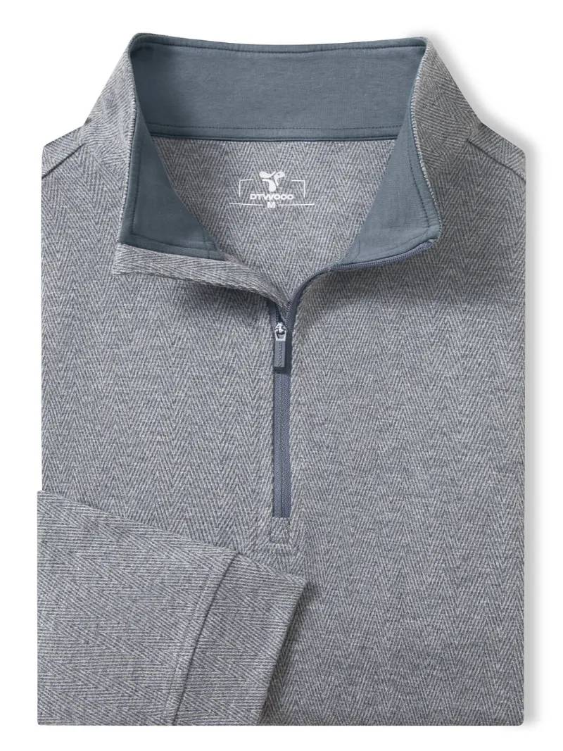 DTWOOO Herringbone Performance Quarter-Zip in dark gray with stand-up collar and half zipper