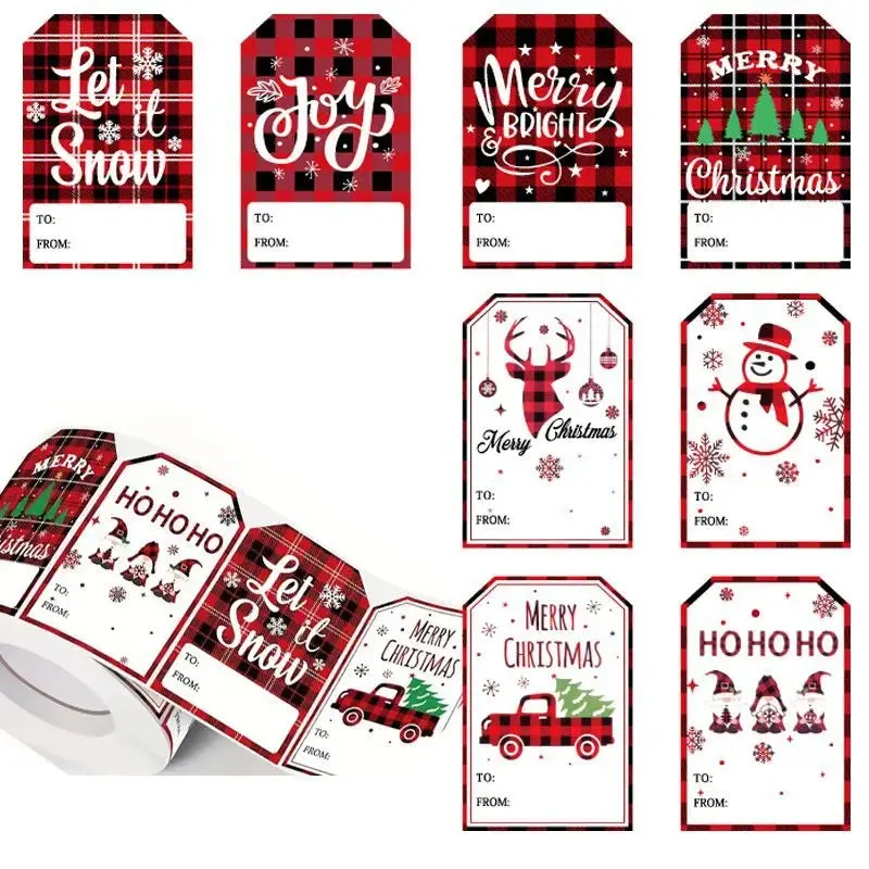 Kicklo 100Pcs Christmas Gifting Labels festive sticker sheet with holiday designs