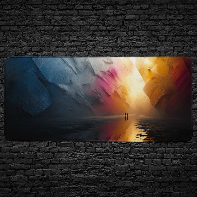 CruArt Abstract Canyon Horizon Desk Mat with colorful canyon-inspired gradient
