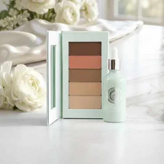 PiperBlue Organic Makeup Glow Up MUA Basic Kit showing complete makeup artist collection with skincare