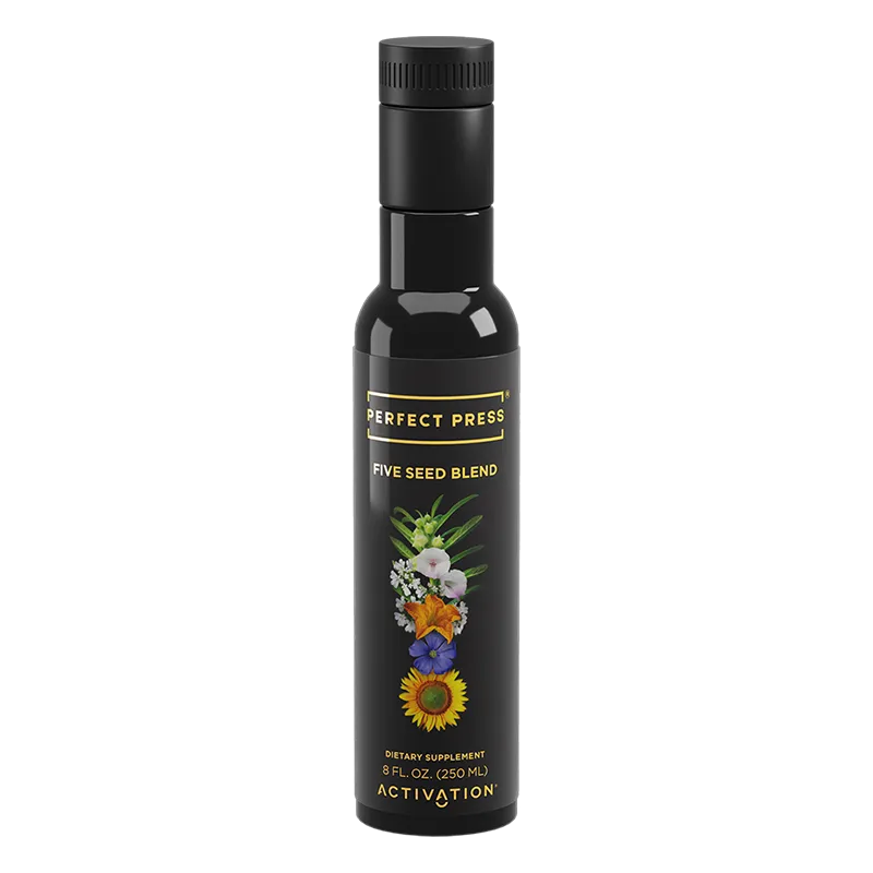 Activation Products Five Seed Blend immune and cellular health oil in dark glass bottle
