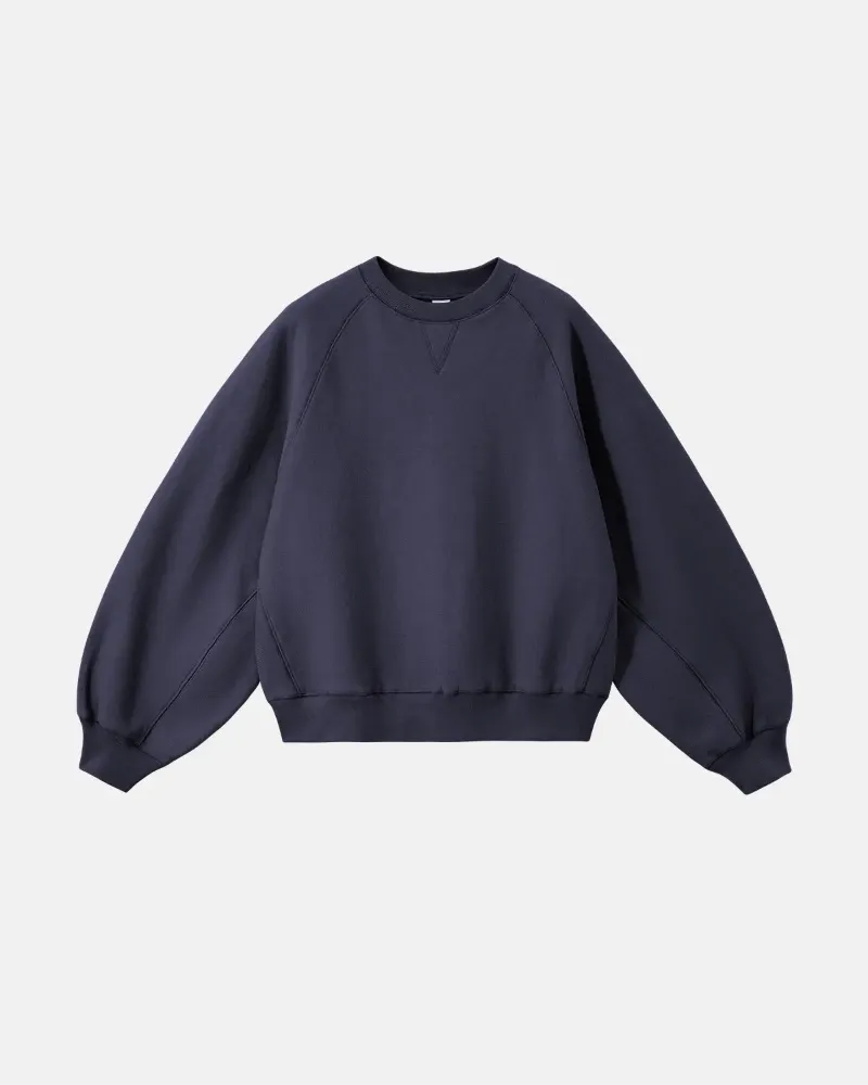 INFLATION Batwing Sleeve Fleece Crewneck Sweatshirt with boxy cropped fit and wide sleeves