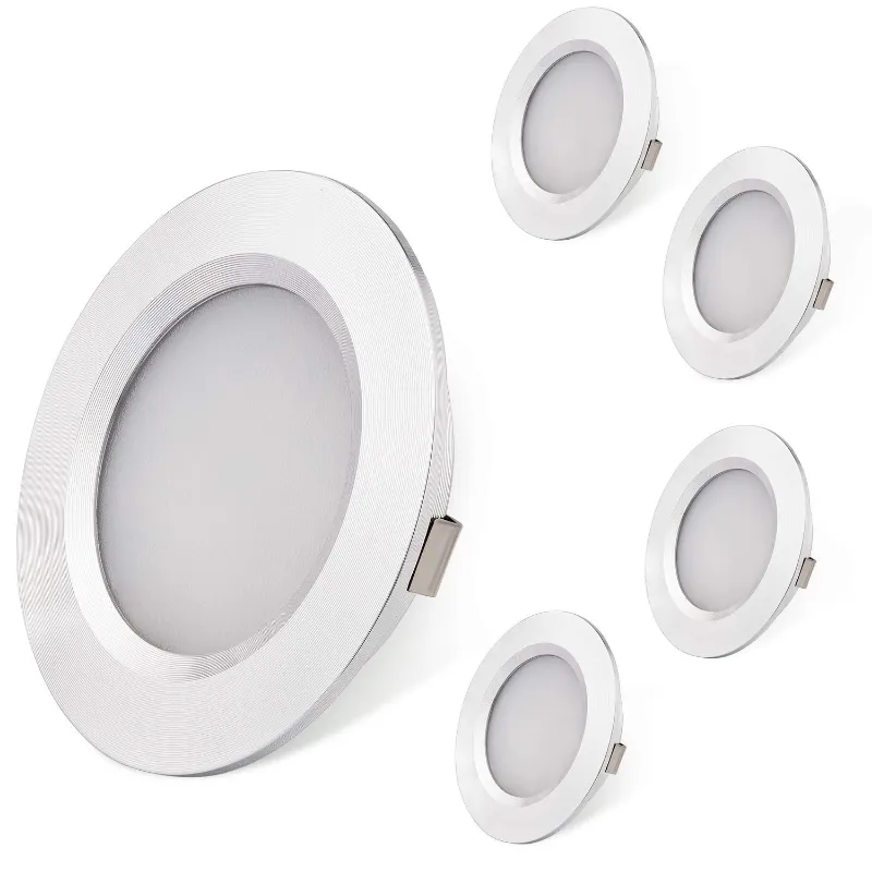 AIBOO 12V RV Recessed Lights for Camper Van Motorhome Sailboat Houseboat showing four slim round ceiling lights