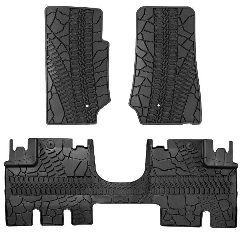 Sunpie black TPE front and rear floor mats for 2007-2013 Jeep Wrangler JKU 4-Door