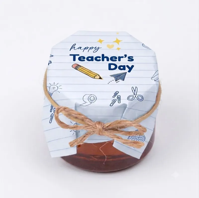 HoneySpree Happy Teacher's Day mini honey jar with vibrant packaging