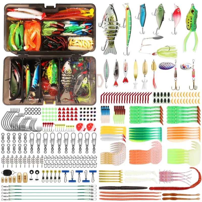 Truscend Fishing Lure Making Kit with Tackle Box showing 340 pieces of assorted fishing gear