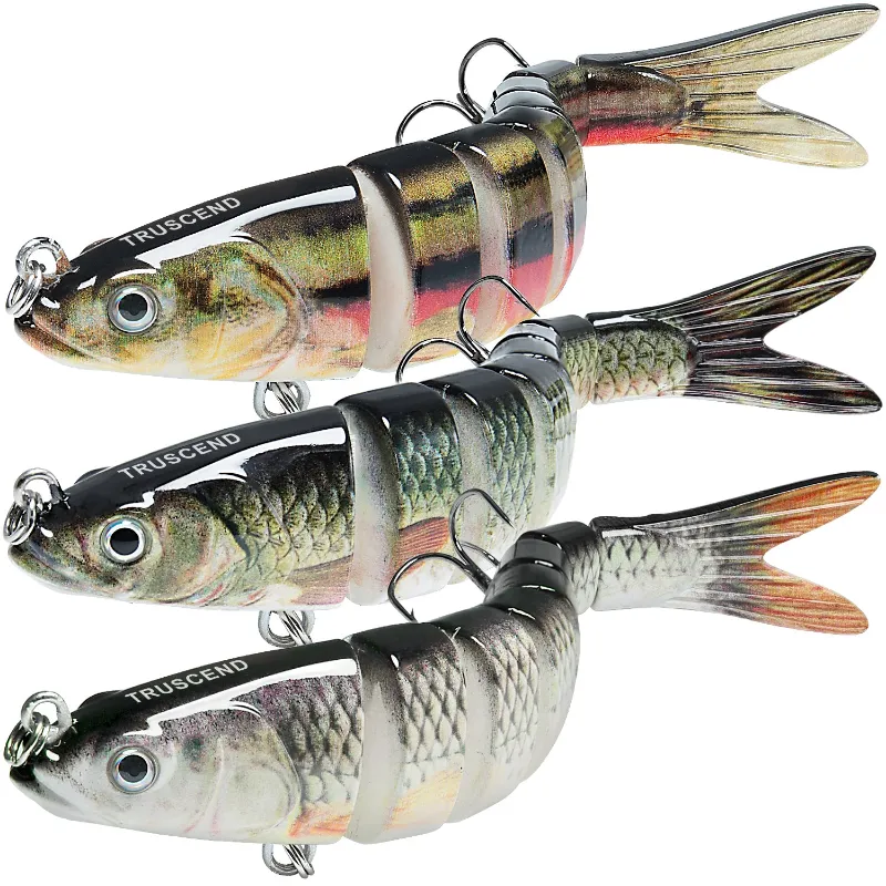 Truscend Fishing Swimmax Fishing Lure with 8-jointed segmented body and realistic fish design