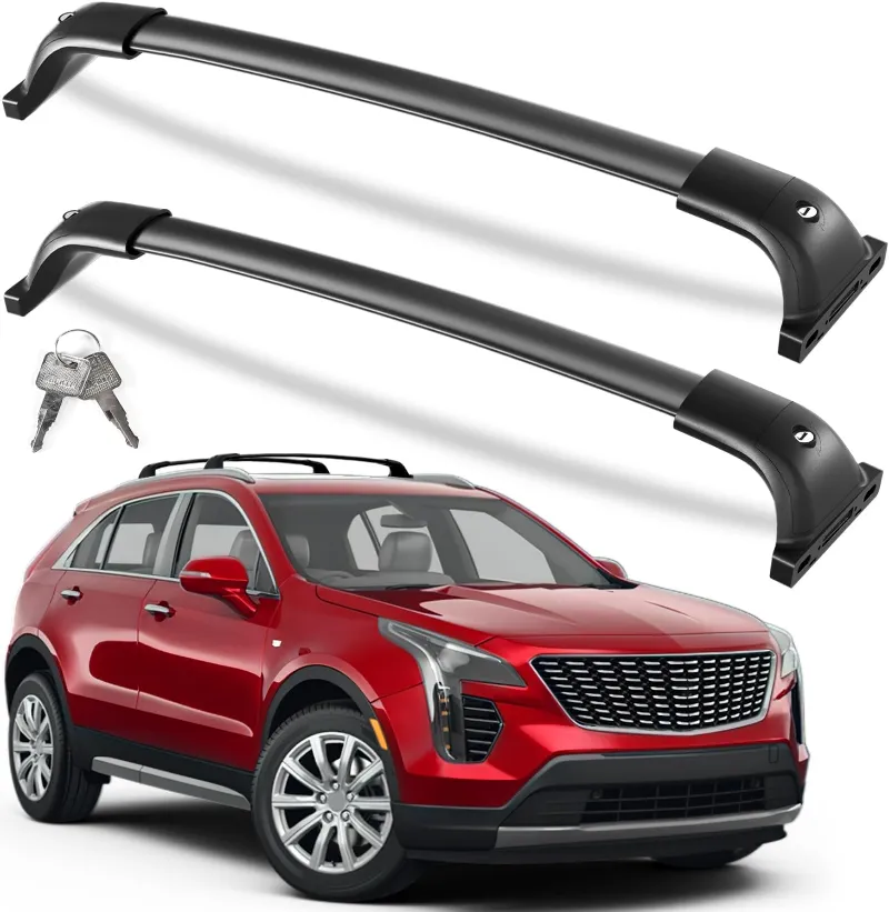 Tesstudio 300 lbs Lockable Roof Rack Cross Bars for Cadillac XT4 2019-2025 shown in matte black finish