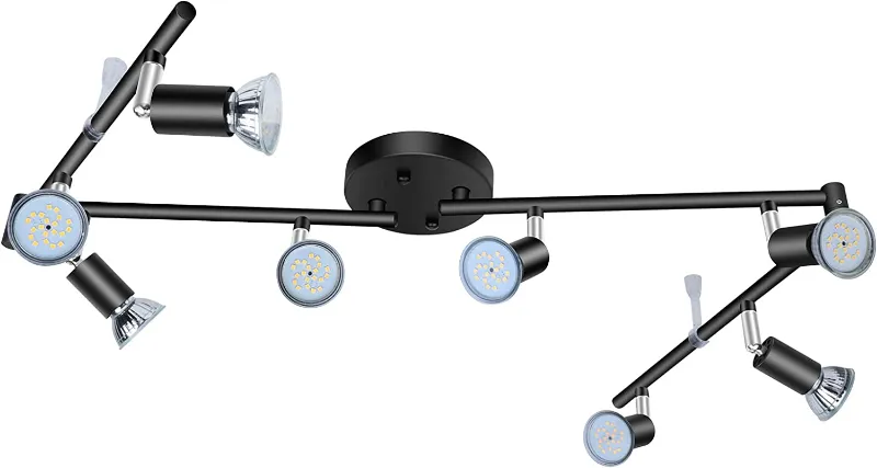 AIBOO 8 Lights LED Track Lighting Kit in matte black with adjustable heads