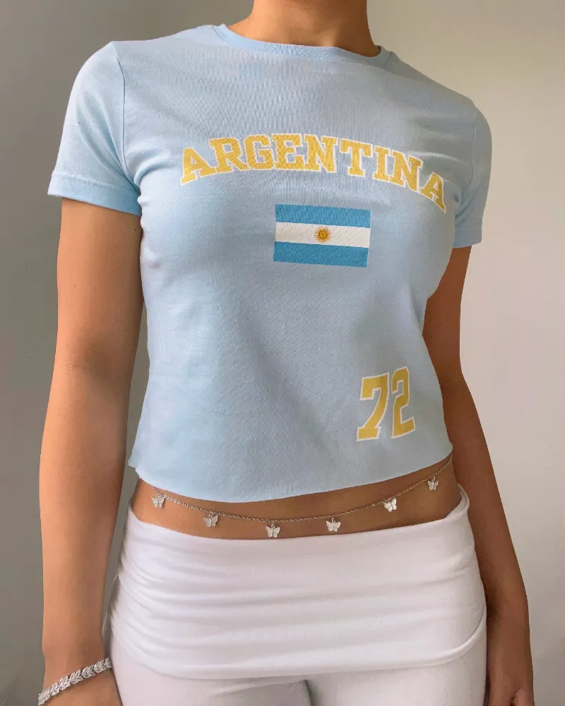 Bit By Angie Argentina baby tee full length in light blue cotton