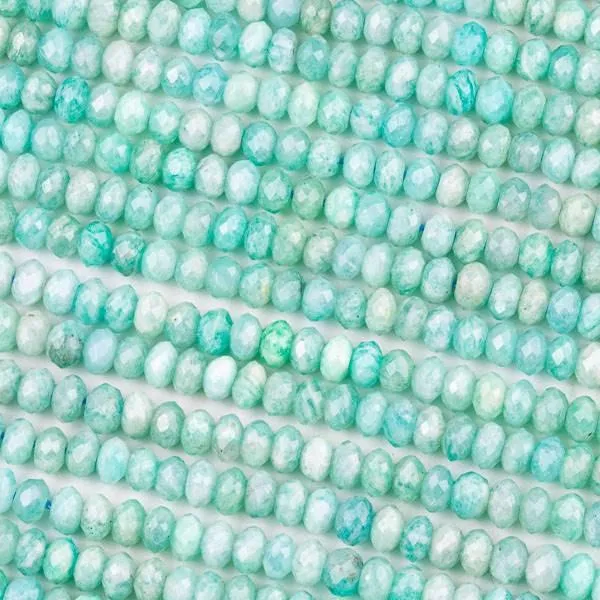 Cherry Tree Beads Amazonite 3x5mm Microfaceted Rondelle Beads strand in pale aqua blue