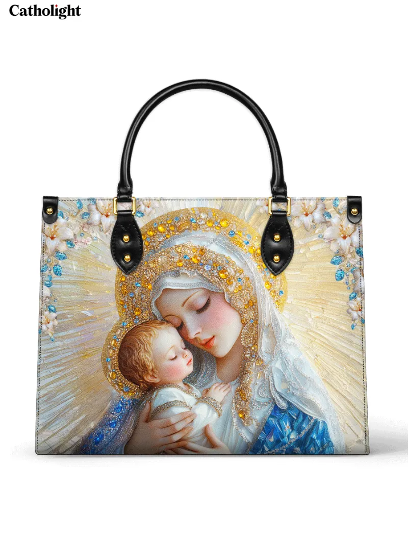 Catholight Divine Grace and Serenity Leather Bag with Virgin Mary and Infant Jesus